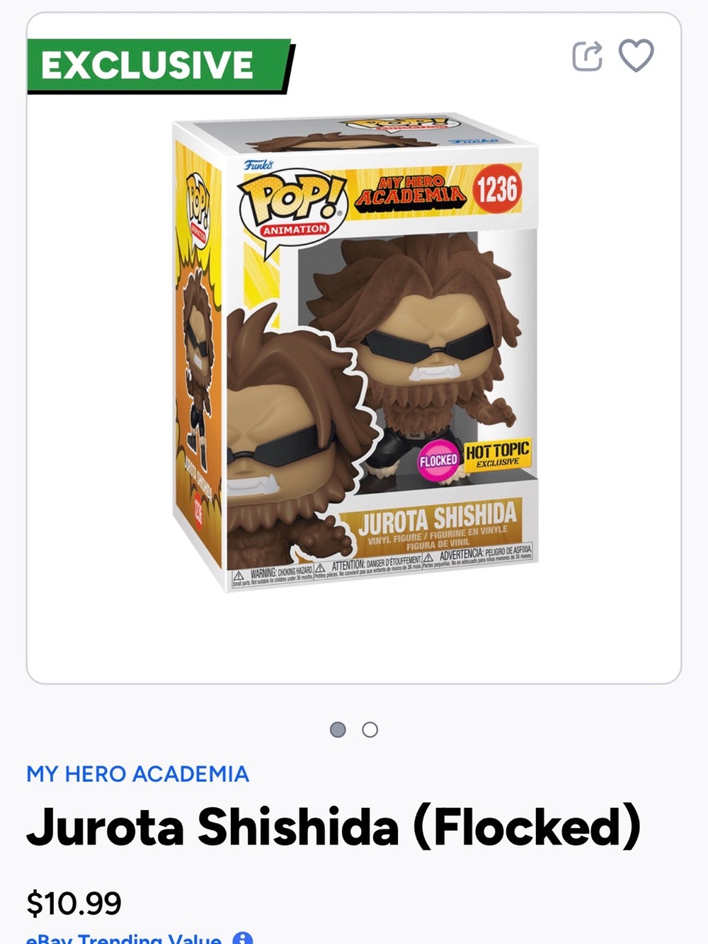 Funko Pop! My Hero Academia Jurota Shishida Flocked Brown Figure #1236
